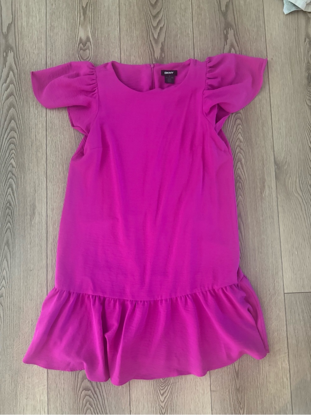 Dkny Bright Fuchsia Flutter-Sleeve Casual Dress